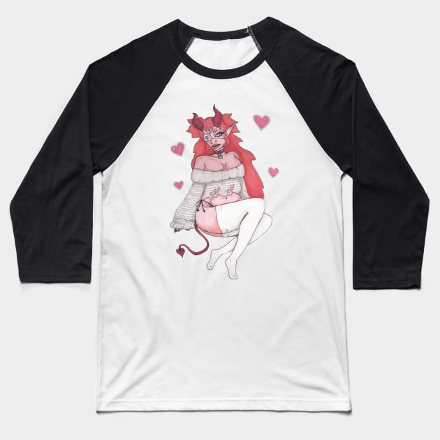 pink monster girl Baseball T-Shirt by Beelixir Illustration